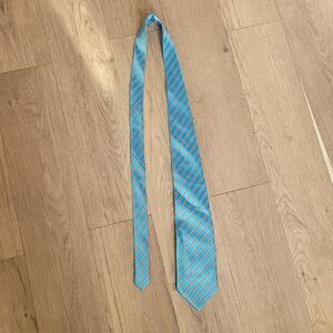 100% silk blue white &‎ black striped tie Mystic Clothing